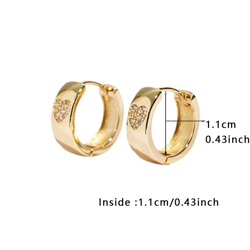 1 Pair Lady Heart Shape Plating Copper Zircon Earrings
