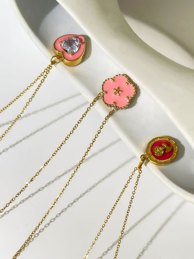 Jewelry Simple Style Heart Shape Flower 304 Stainless Steel Pendant Necklace