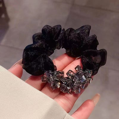 elegant simple style solid color organza hair tie