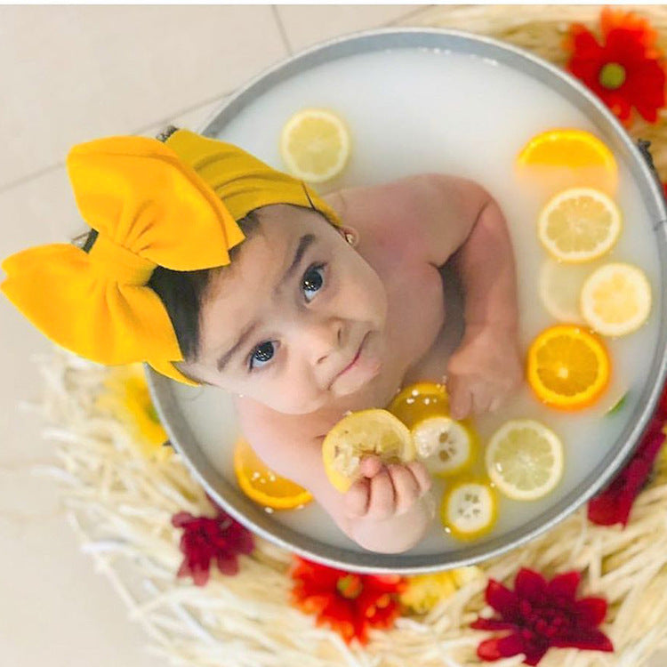 fashion children's solid color double-layer bowknot hairband