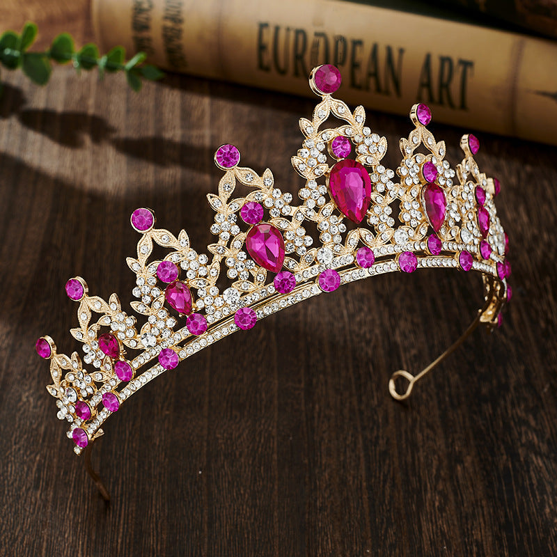glam luxurious lady crown alloy plating inlay zircon crown