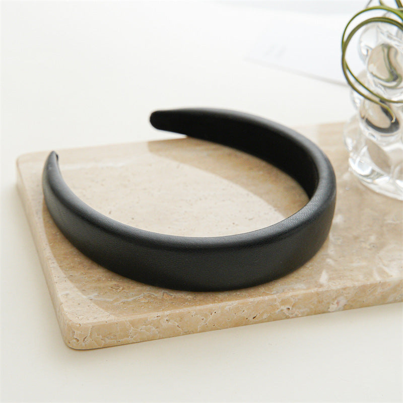 Women's Simple Style Solid Color Pu Leather Hair Band