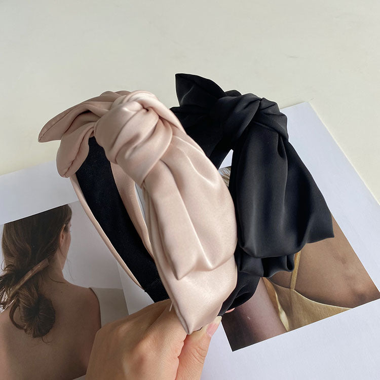 korean satin bowknot wide-brimmed headband