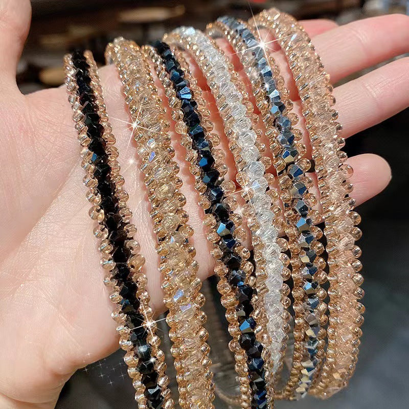 women's sweet u shape metal inlay crystal hair band