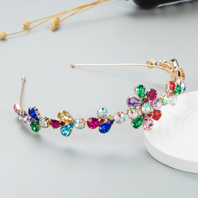 fashion alloy diamond glass drill flower headband korean metal headband