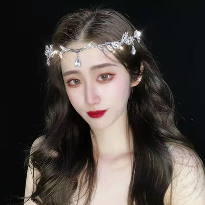 Women's Fairy Style Princess Leaves Metal Plating Inlay Artificial Crystal Rhinestones Hair Band