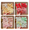 cute plaid flower bow knot cloth inlaid pearls hair tie 1 set
