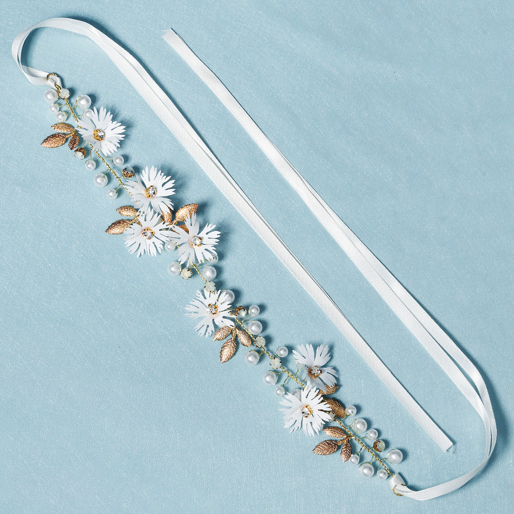 fashion fabric simulation flower pearl headband