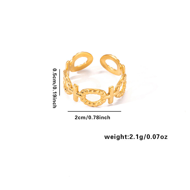 Jewelry Elegant Leaf Heart Shape Titanium Steel Open Rings