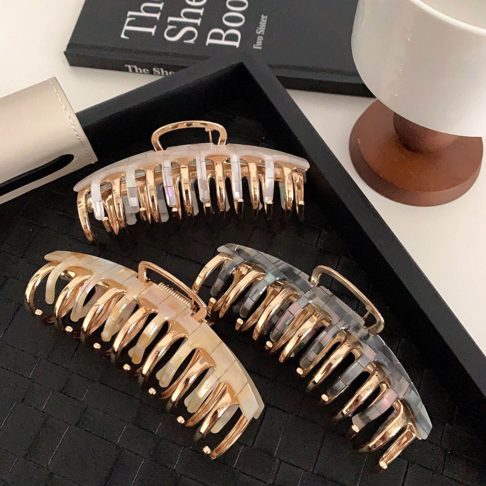 retro simple style solid color acetic acid sheets hair claws