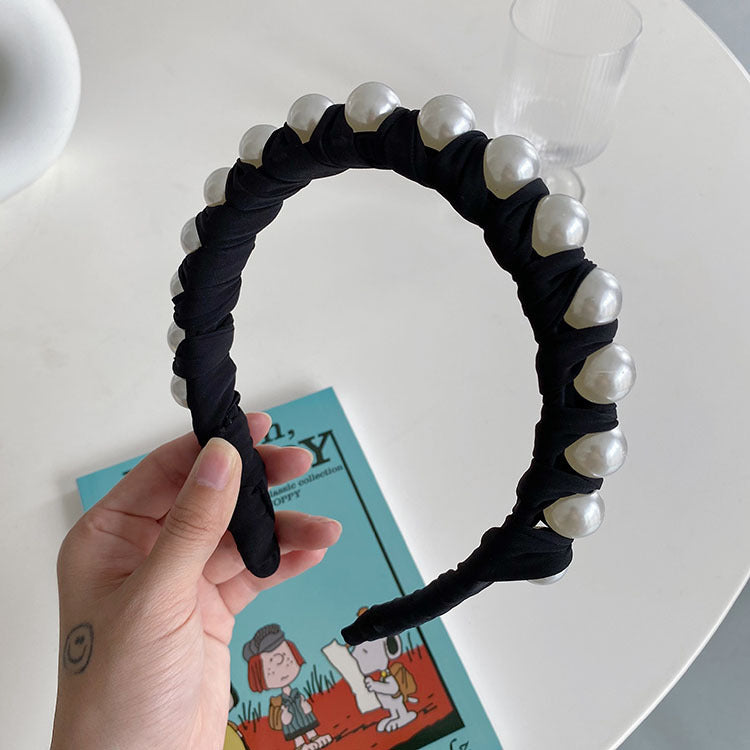 korean winding pearl woven headband
