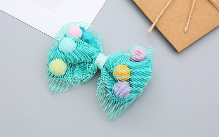 girl's sweet bow knot cloth gauze hair clip