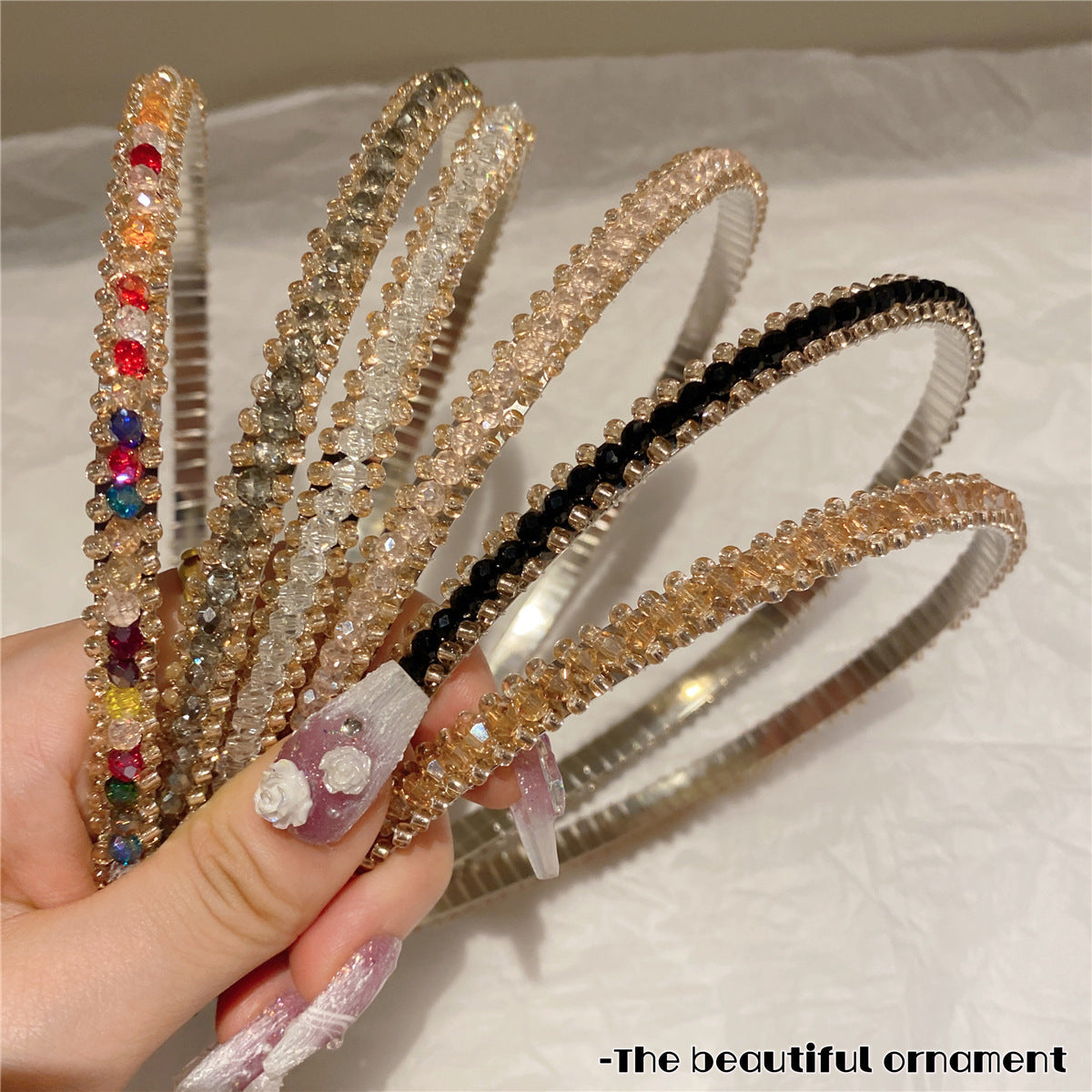 Women's Simple Style Shiny Solid Color Artificial Crystal Diamond Hair Band