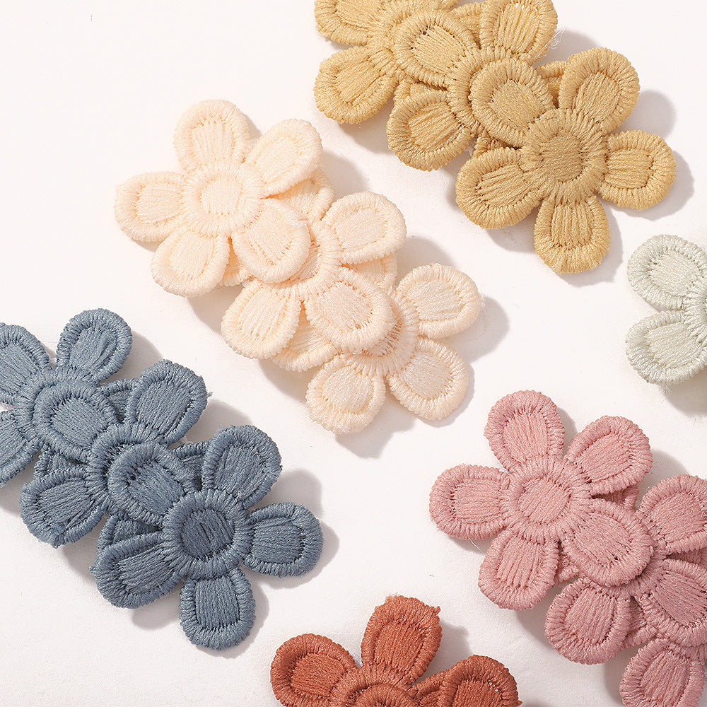 SUNFLOWER Embroidered Flower Children's Hair Accessories BB Clip Autumn and Winter Bang Clip Fabric Handmade Hair Clips 4204