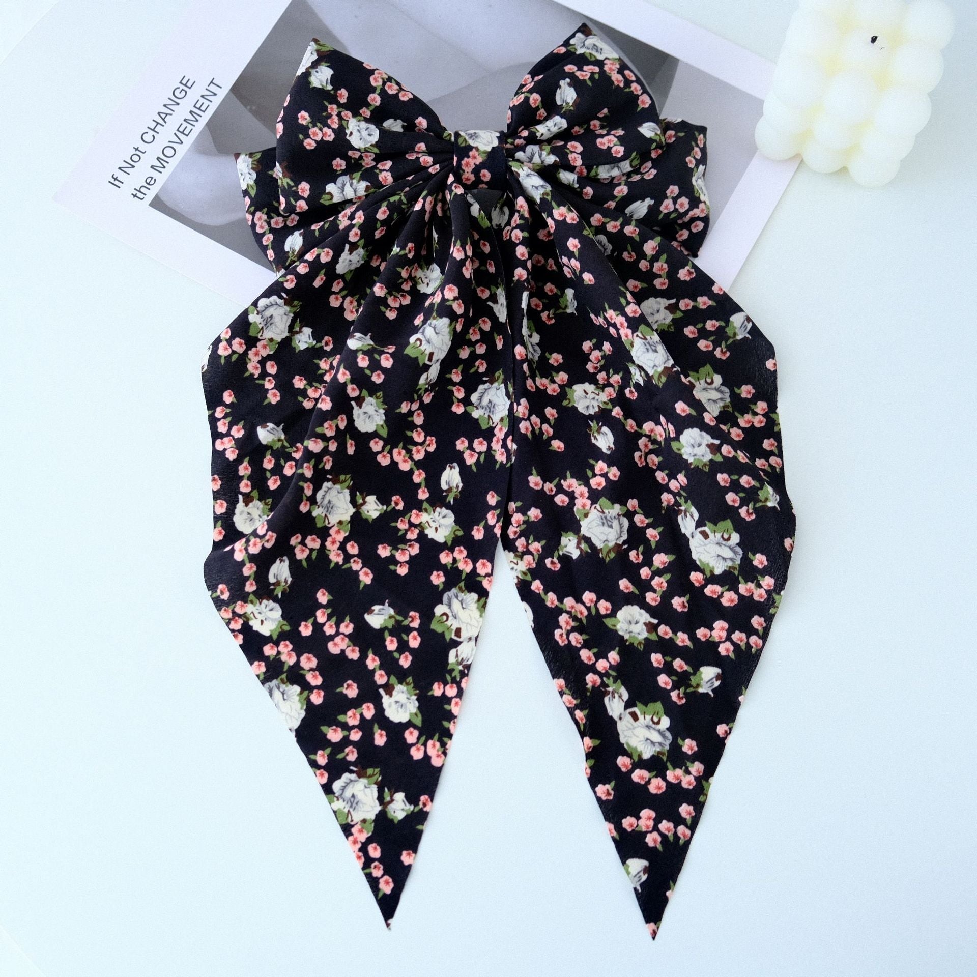 Women's Sweet Pastoral Bow Knot Cloth Floral Hair Claws