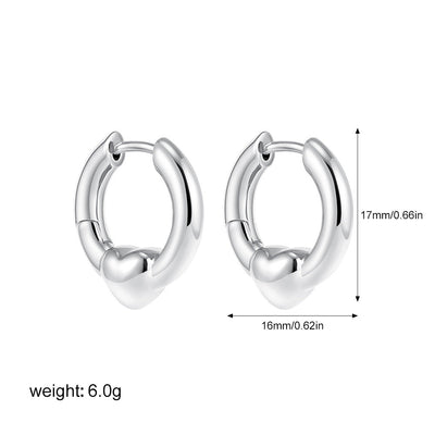 1 Pair Simple Style Heart Shape Mixed Metal 304 Stainless Steel Earrings