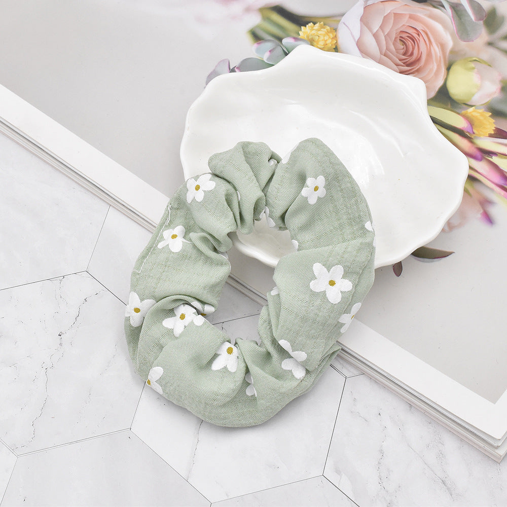 korean style flower print fabric hair scrunchies