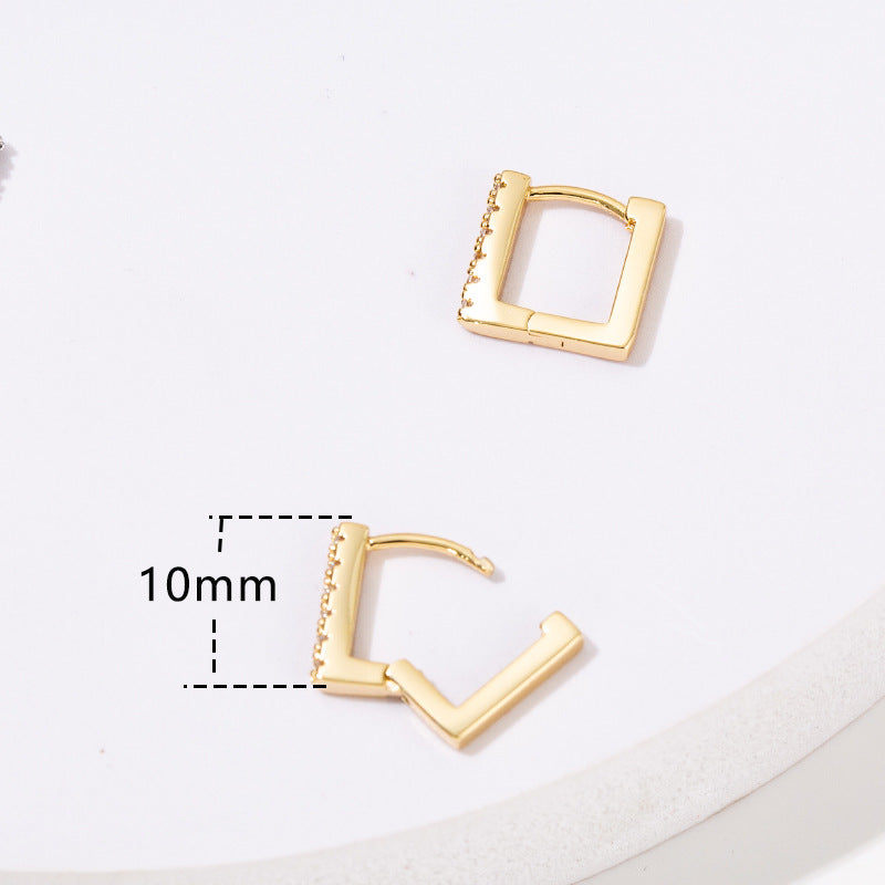 1 Pair Simple Style Geometric Copper Zircon Earrings