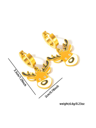 Jewelry Cute IG Style Christmas Hat Christmas Socks Elk Titanium Steel Gem Plating Inlay Bracelets Earrings Necklace