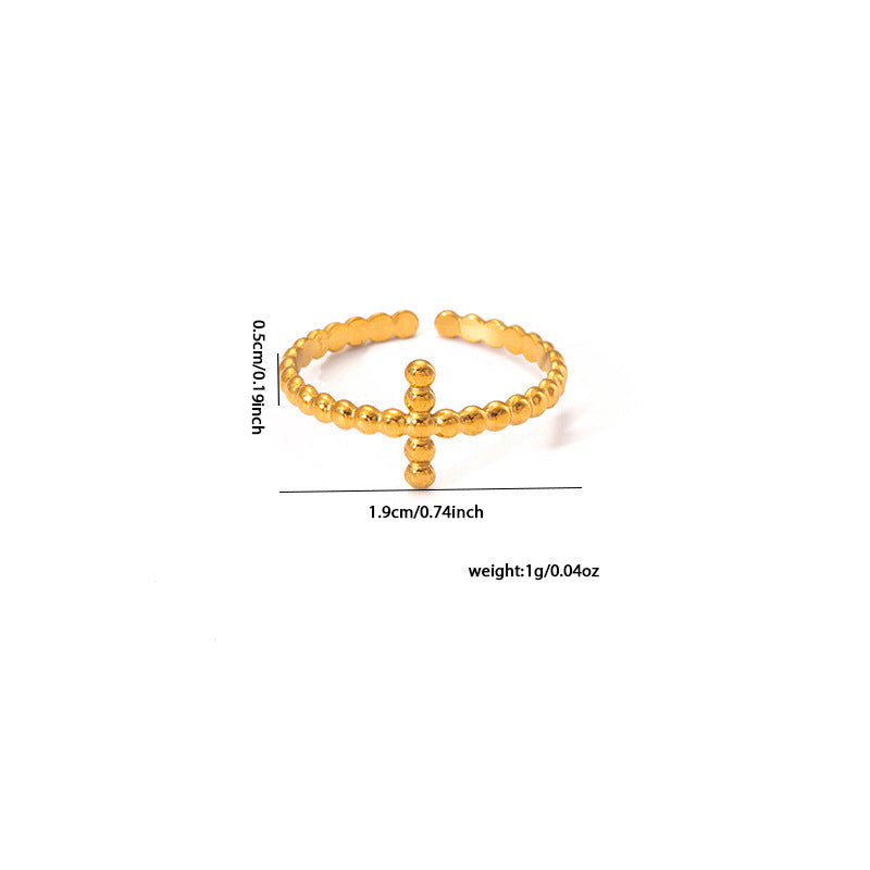 Jewelry Elegant Cross Heart Shape Solid Color Titanium Steel Open Rings