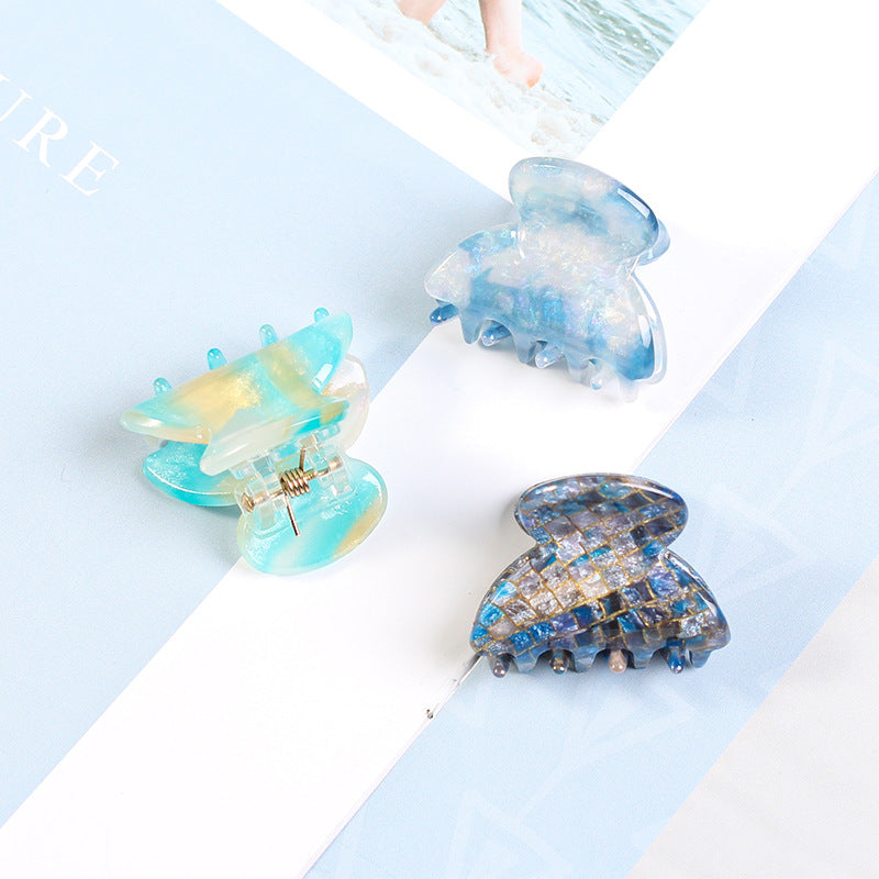 simple style plaid acetic acid sheets handmade hair claws