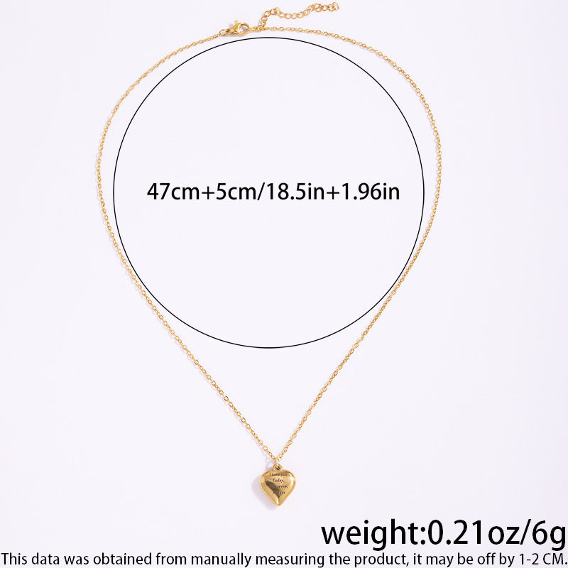 Jewelry Simple Style Heart Shape Titanium Steel Bracelets Necklace