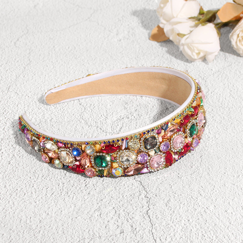 retro geometric cloth inlay rhinestones hair band