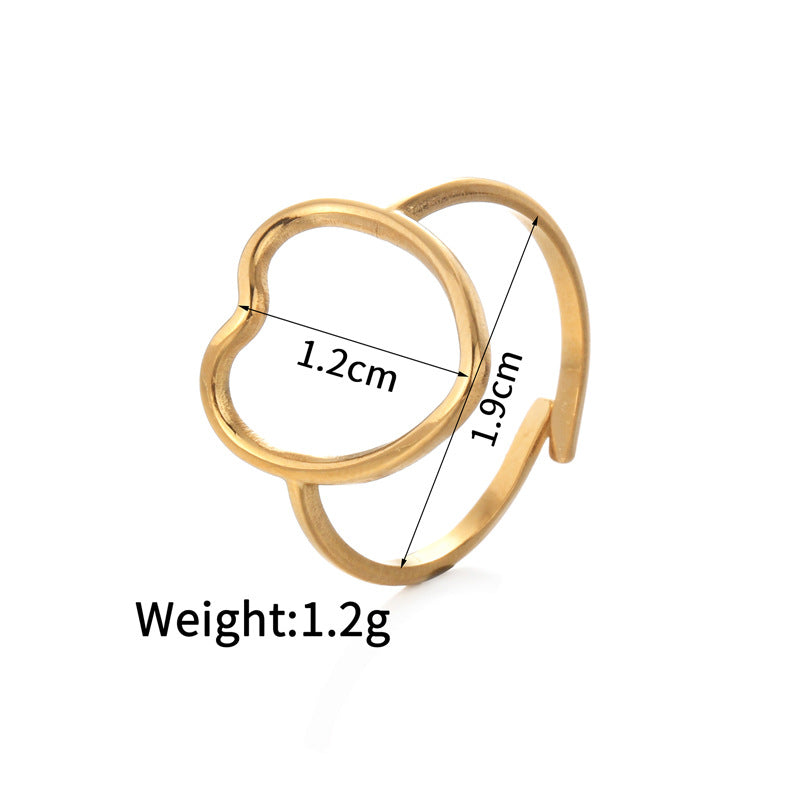 Jewelry Retro Four Leaf Clover Heart Shape 304 Stainless Steel Plating Open Rings