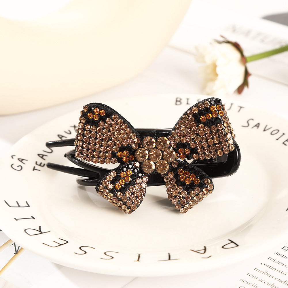 elegant bow knot plastic inlay rhinestones hair clip