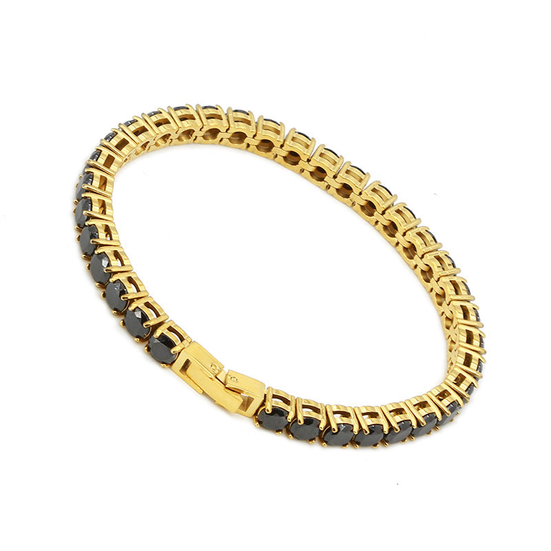 Classic Style Geometric Stainless Steel 18K Gold Plated Rose Gold Plated Zircon Tennis Bracelet In Bulk