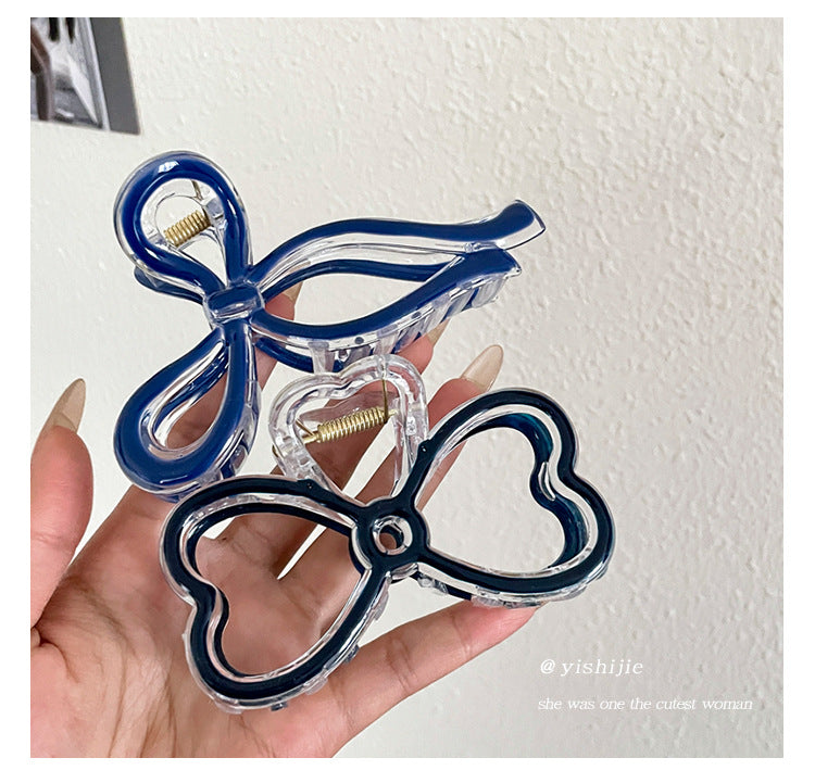 Casual Simple Style Heart Shape Bow Knot Arylic Alloy Hair Claws 1 Piece