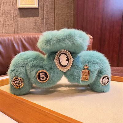 New Plush Large Size Grip Retro Classic Style Hair Volume Multi-Head Updo Hair Claw Shark Clip