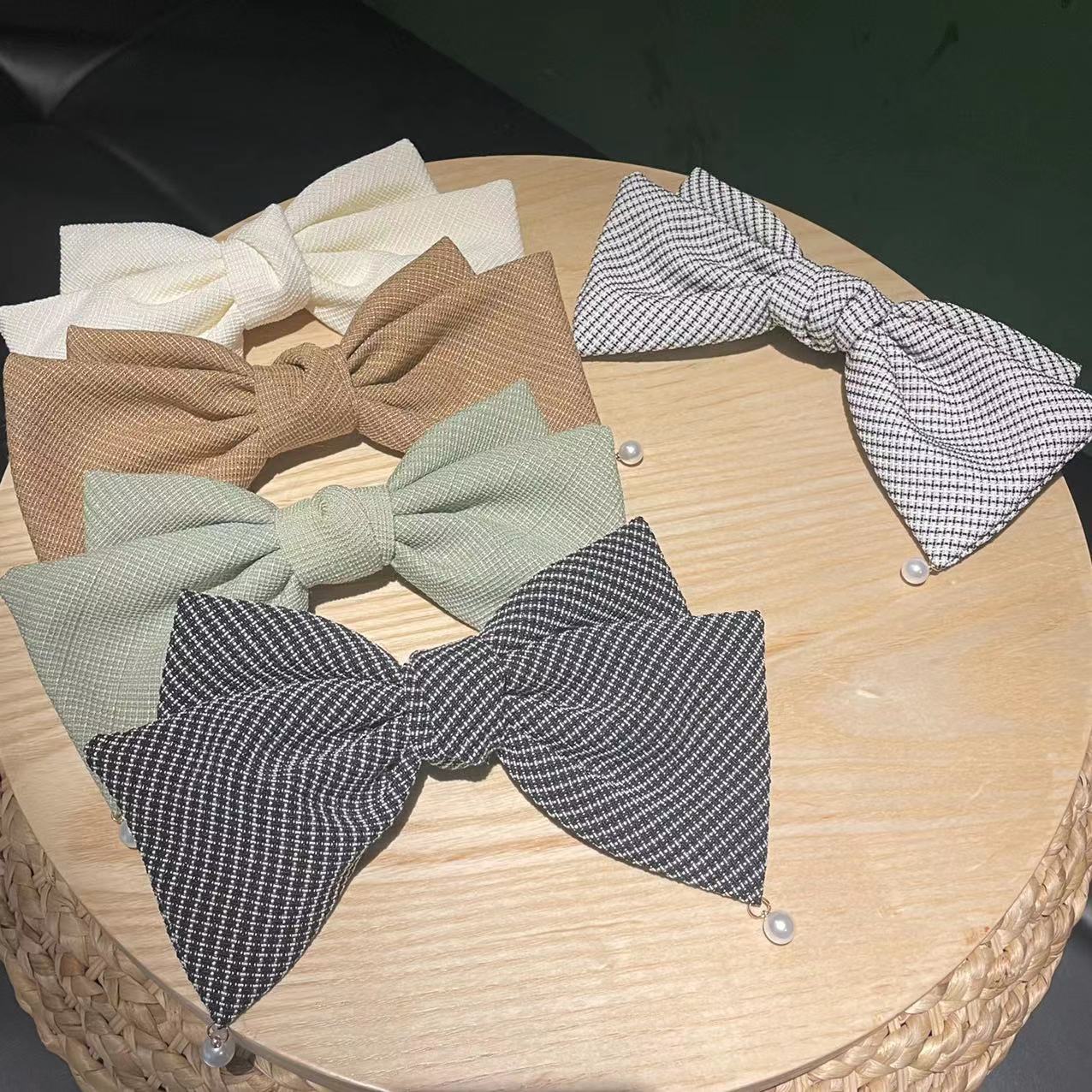 elegant solid color cloth bowknot hair clip