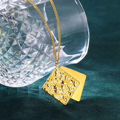 Jewelry Casual Simple Style Round Square 304 Stainless Steel 18K Gold Plated Pendant Necklace