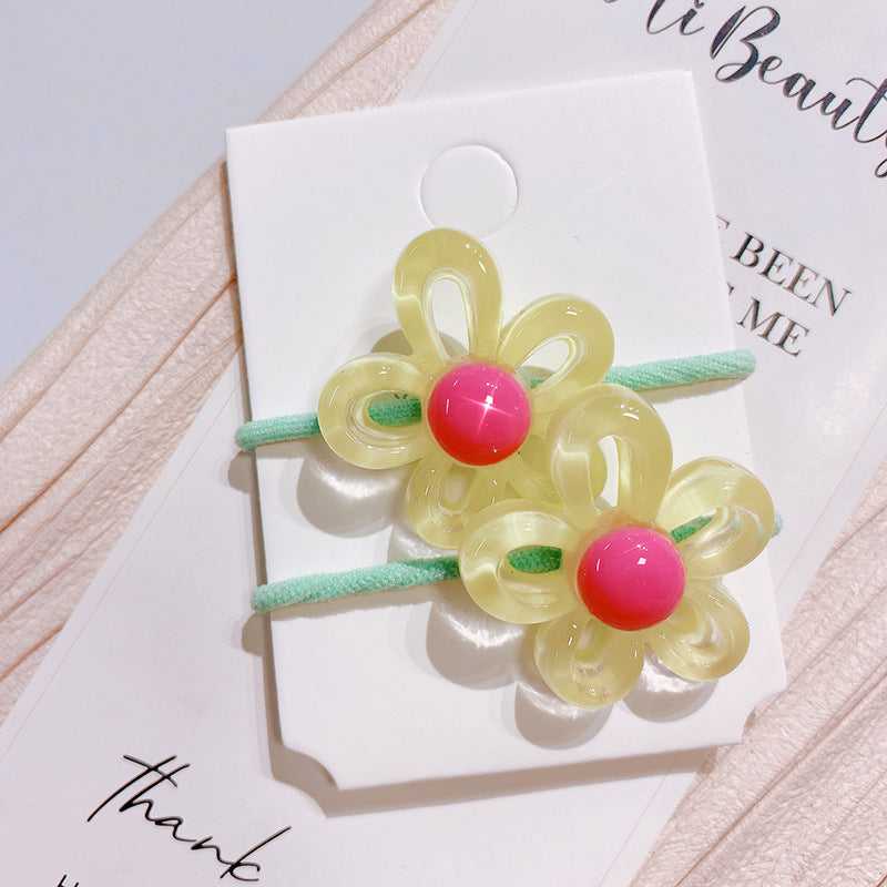 fashion flower mixed materials handmade hair tie 1 pair