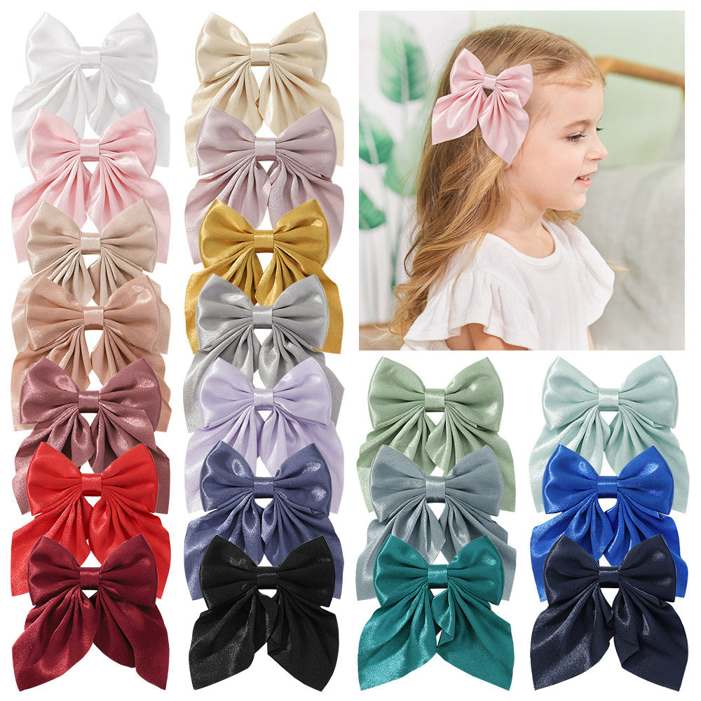 Girl'S Sweet IG Style Bow Knot Yao Ming Polyester Ribbed Band Hair Clip