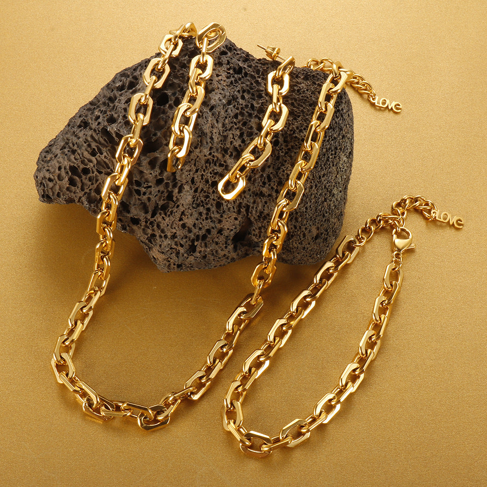 Jewelry Simple Style Geometric 304 Stainless Steel Plating Bracelets Earrings Necklace