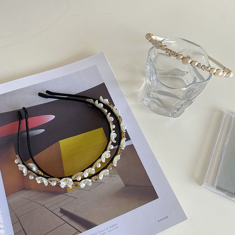korean version pearl flower full diamond headband