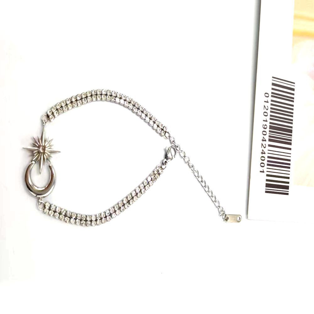 Simple Style Star Moon Titanium Steel 18K Gold Plated Bracelets In Bulk