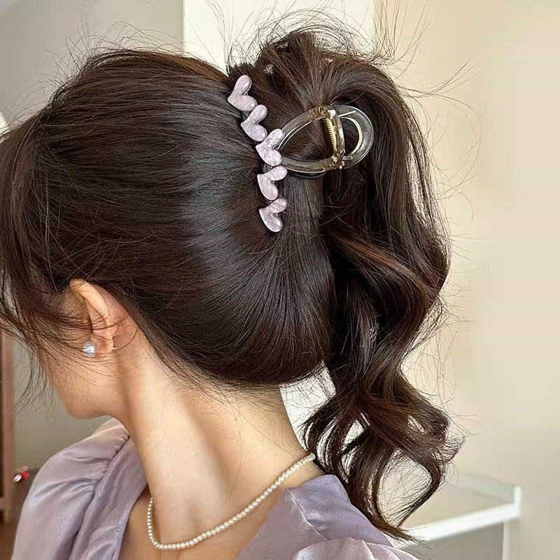 Cute love grab clip girl 2025 new popular high-end disc hair shark clip hairpin hair card headdress