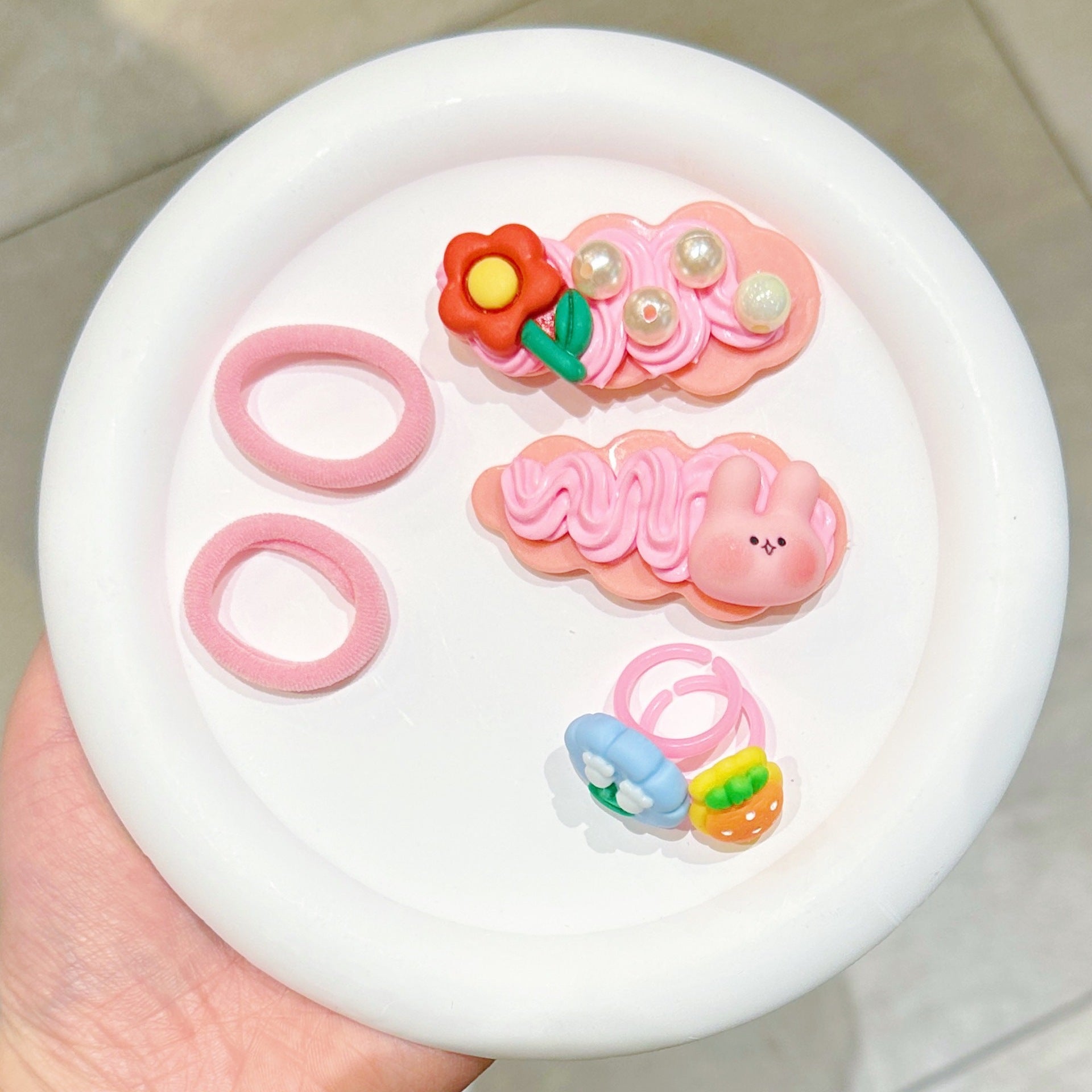 girl's cartoon style rabbit cartoon bow knot plastic hair clip hair tie