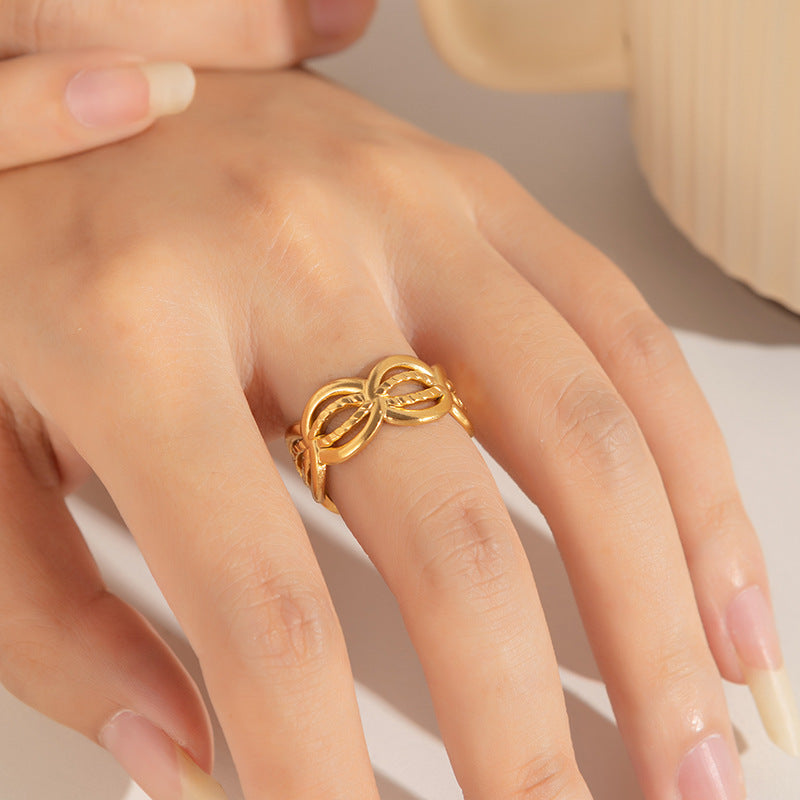 Jewelry Elegant Leaf Heart Shape Titanium Steel Open Rings