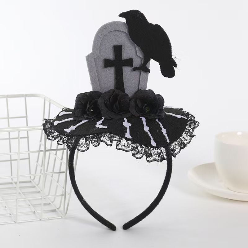 Women's Hip-Hop Funny Halloween Pattern Mixing Lace Hair Band