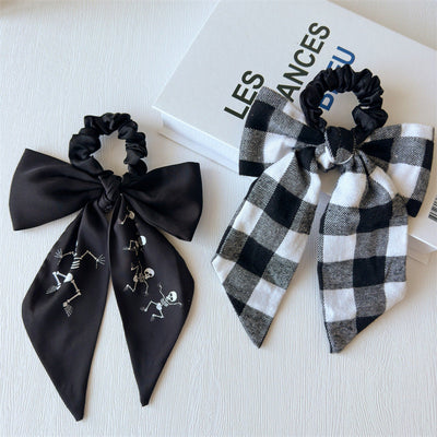 New Bow Long Ponytail Ribbon Large Intestine Hair Ring   Hot Sale Skull Hair Ring Hair Rope