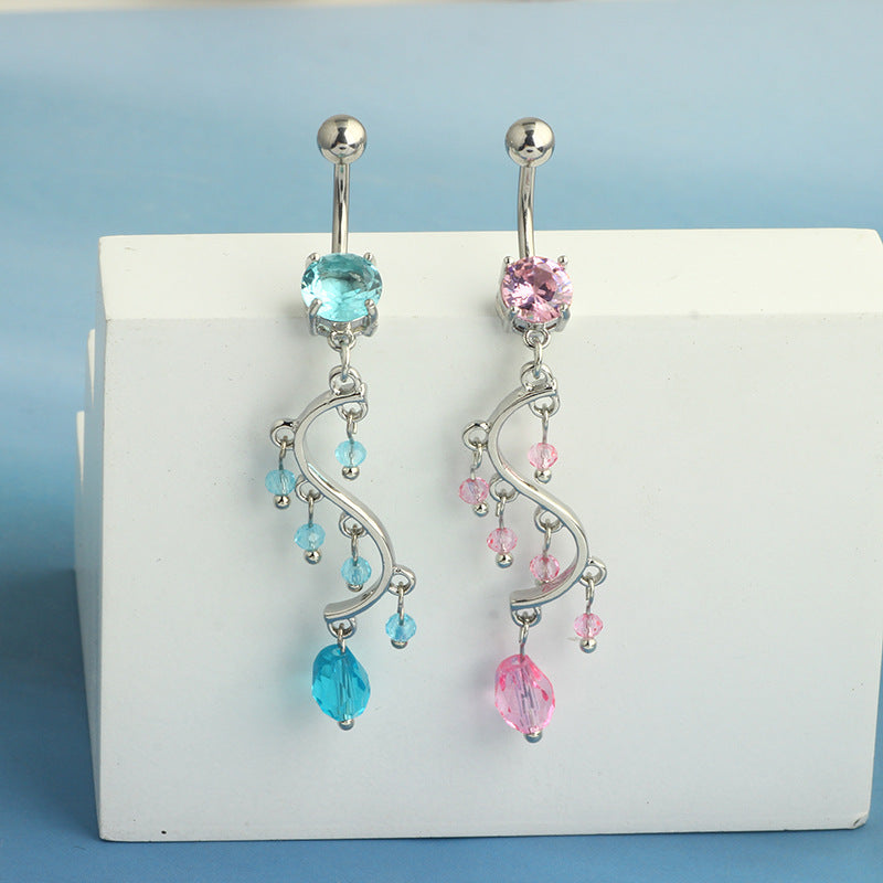 1 Piece Belly Rings Simple Style Heart Shape 316 Stainless Steel  Inlay Rhinestones