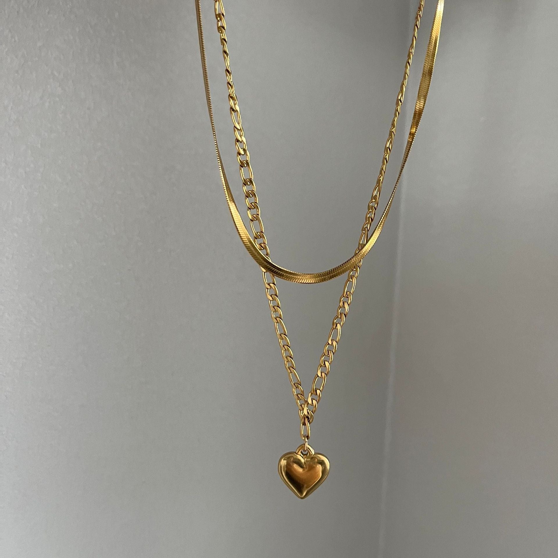 Jewelry Simple Style Classic Style Heart Shape Titanium Steel Plating Pendant Necklace