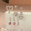 1 Piece 1 Set Belly Rings Hip-Hop Shiny Heart Shape 316L Stainless Steel  Copper Hollow Out Inlay Zircon Belly Rings