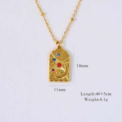 Jewelry Casual Simple Style Streetwear Geometric Titanium Steel Zircon Inlay Pendant Necklace
