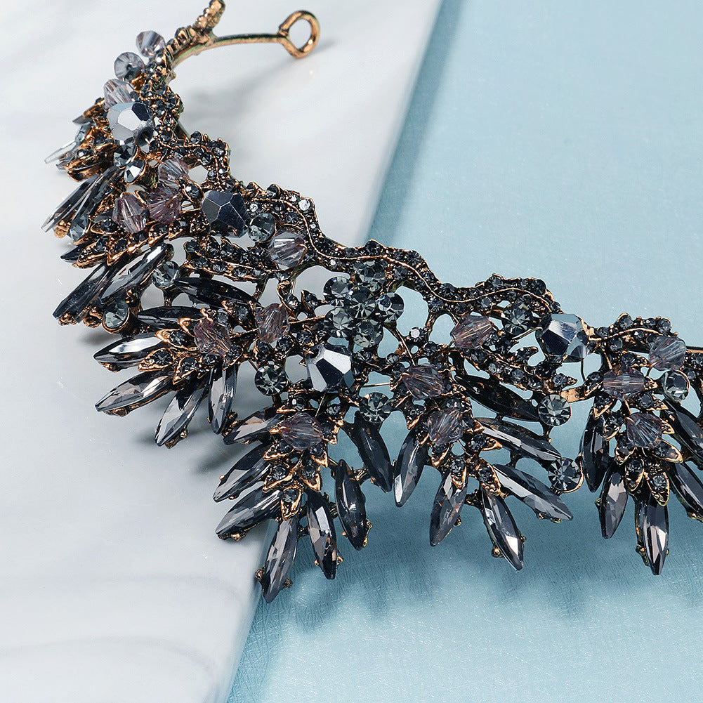 retro crown alloy inlay rhinestones 1 piece