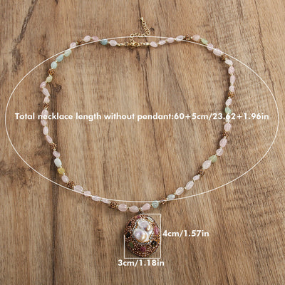 Vintage Style Vacation Geometric natural stone Beaded Chain Pendant Necklace In Bulk